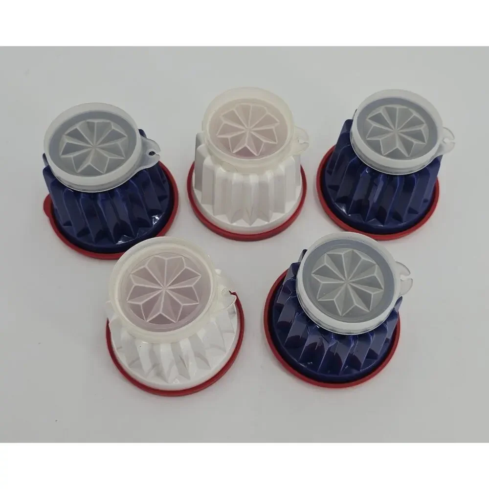 Tupperware Jel-ette Jello Mold Single Serve Cups With Lids Mini Red White Blue